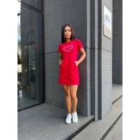 Базовое повседневное платье красного цвета 27387