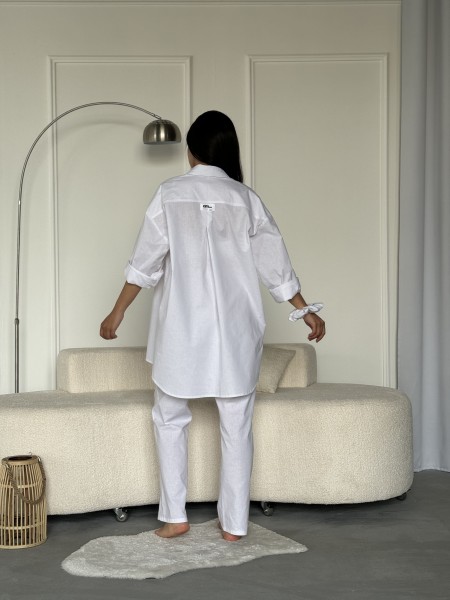 Жіноча сорочка oversize бiлого кольору 27441 АМ