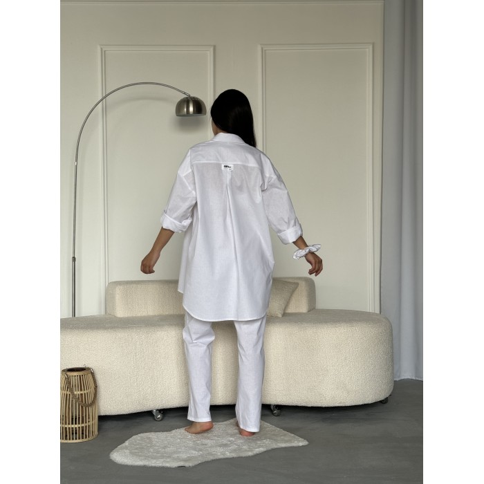 Жіноча сорочка oversize бiлого кольору 27441 АМ