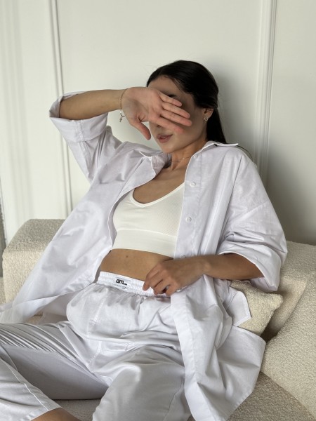 Жіноча сорочка oversize бiлого кольору 27441 АМ