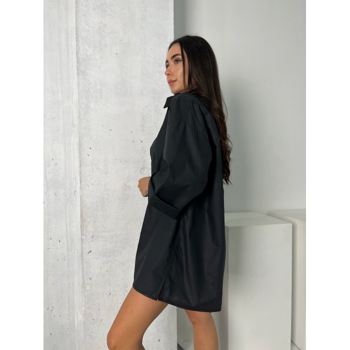Жіноча сорочка oversize чорного кольору 27442 АМ
