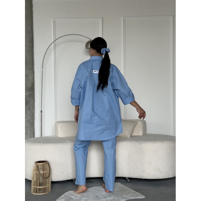 Жіноча сорочка oversize блакитного кольору 27443 АМ