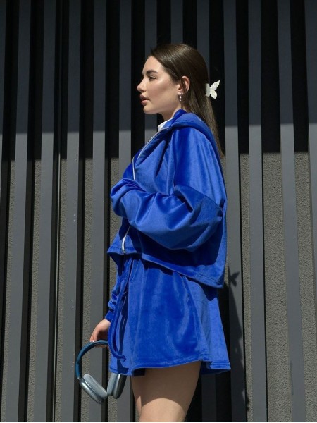 Женский велюровый костюм цвета электрик 27465