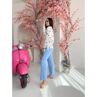 Жіночий муслiновий костюм блакитного кольору 27531 N