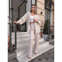 Елегантний брючний костюм світло-бежевого кольору 27553 LAM