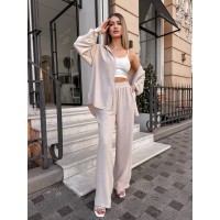 Елегантний брючний костюм світло-бежевого кольору 27553 LAM