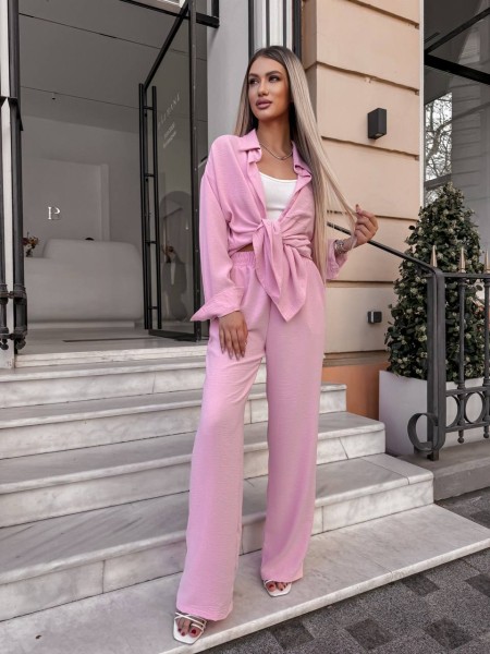 Елегантний брючний костюм рожевого кольору 27557 LAM