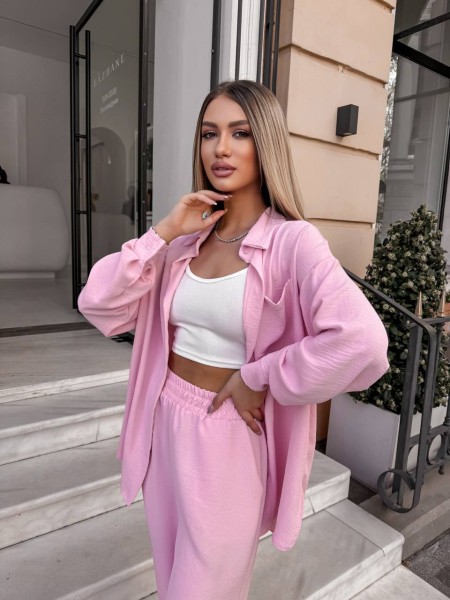 Елегантний брючний костюм рожевого кольору 27557 LAM