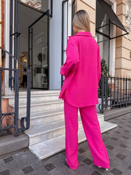 Елегантний брючний костюм малинового кольору 27558 LAM