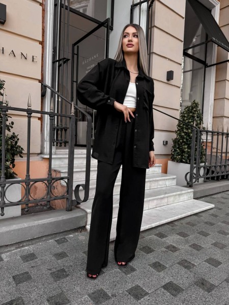 Елегантний брючний костюм чорного кольору 27562 LAM