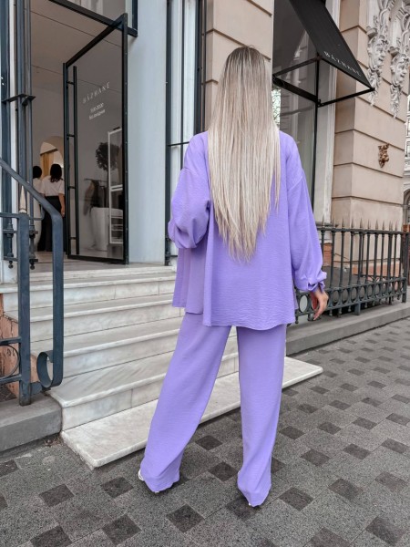 Елегантний брючний костюм лавандового кольору 27564 LAM