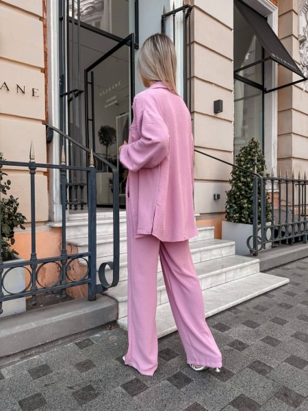 Елегантний брючний костюм пудрового кольору 27565 LAM