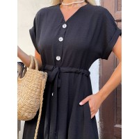 Сукня на ґудзиках, чорного кольору 27582