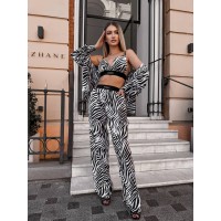Трендовый брючный костюм тройка "LUXURY” цвета зебры 27637