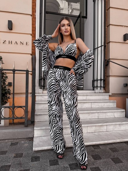 Трендовий брючний костюм трійка "LUXURY" кольору зебри 27637 LAM