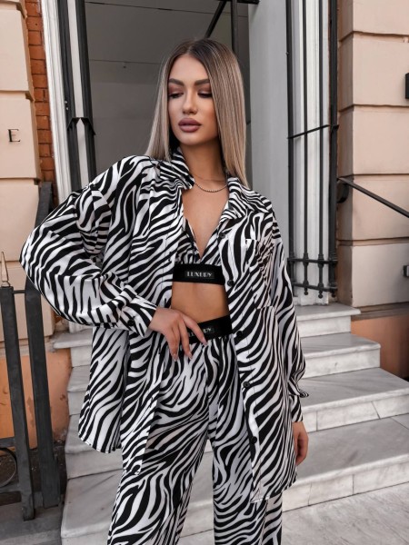 Трендовий брючний костюм трійка "LUXURY" кольору зебри 27637 LAM