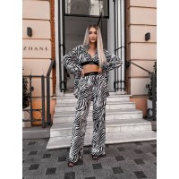 Трендовий брючний костюм трійка "LUXURY" кольору зебри 27637 LAM