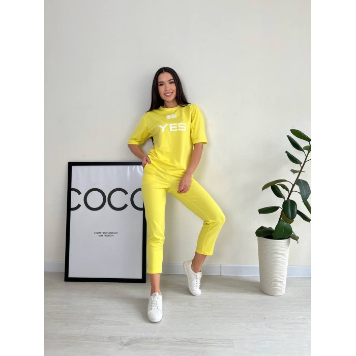Легкий спортивний костюм жовтого кольору 27643 N