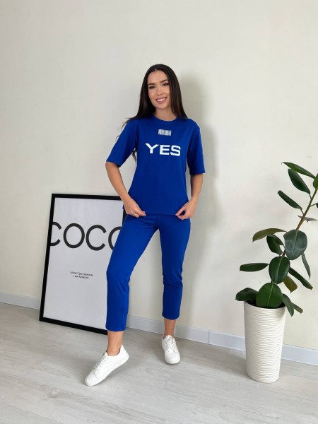 Легкий спортивний костюм кольору електрик 27645 N
