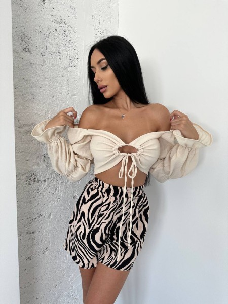 Стильний подвійний топ бежевого кольору 27675 Br