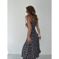 Платье миди с разрезом черного цвета 27698