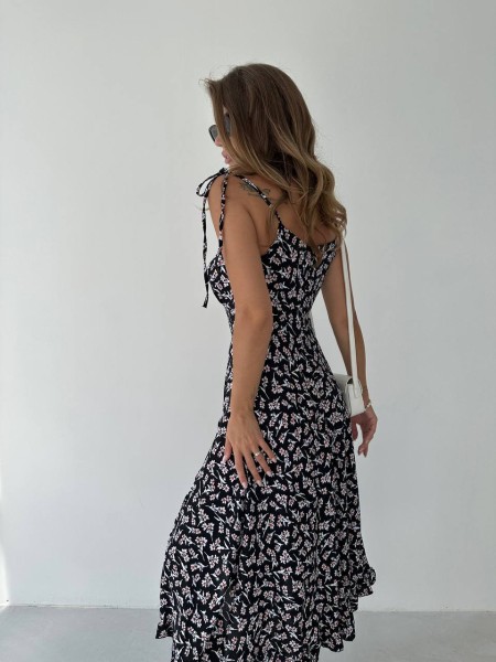 Сукня міді з розрізом чорного кольору 27698 Br