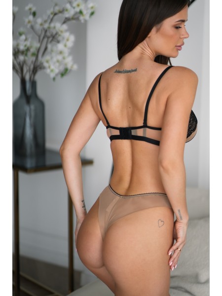 Повсякденний комплект жіночої білизни чорно-бежевого кольору 27975 VL