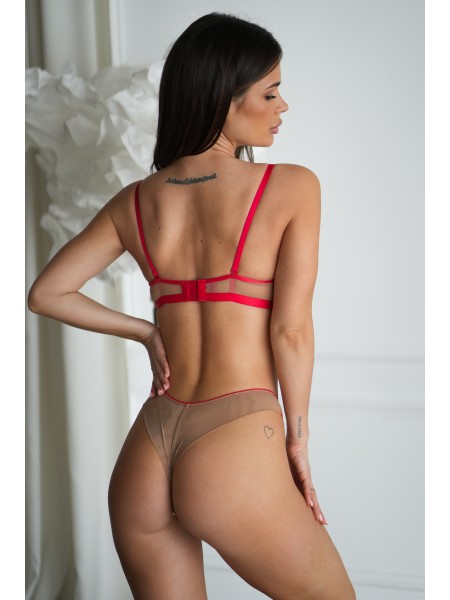 Гладкий комплект жіночої білизни червоного кольору 28033 VL