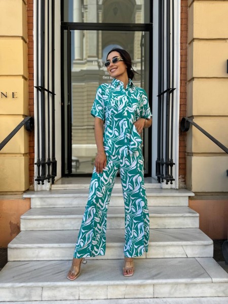 Ніжний прогулянковий костюм зеленого кольору 28058 N