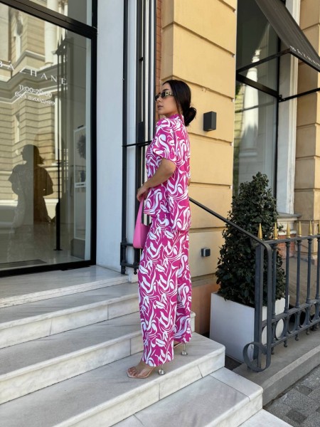 Ніжний прогулянковий костюм малинового кольору 28059 N