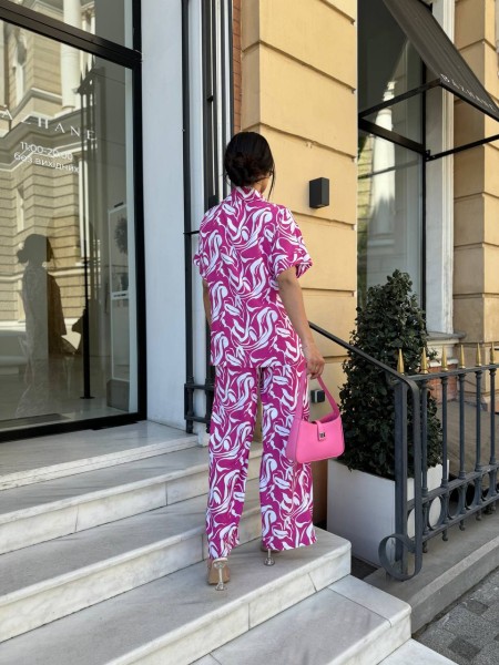 Ніжний прогулянковий костюм малинового кольору 28059 N