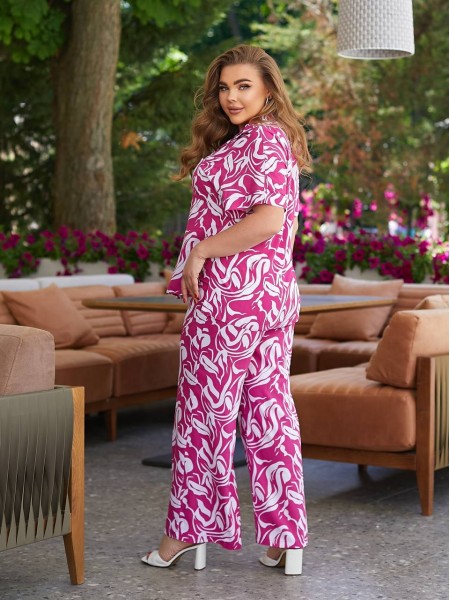 Ніжний прогулянковий костюм малинового кольору 28077 N