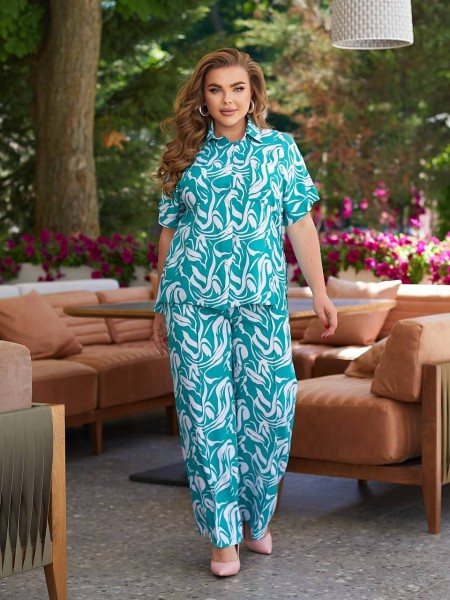 Ніжний прогулянковий костюм зеленого кольору 28079 N