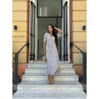 Легка сукня міді у дрібну квітку бежевого кольору 28091 N