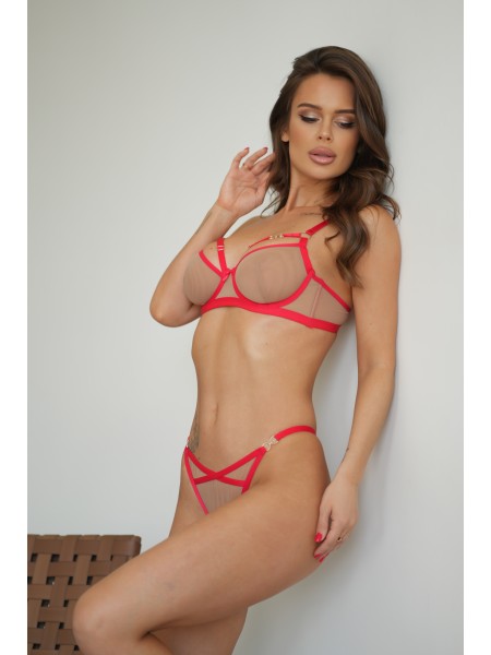 Чарiвний комплект жіночої білизни червоного кольору 28095 VL