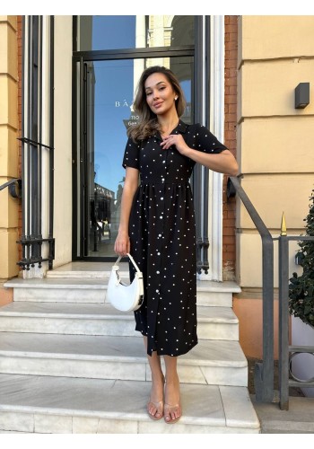 Елегантна сукня-сорочка чорного кольору 28127 АА