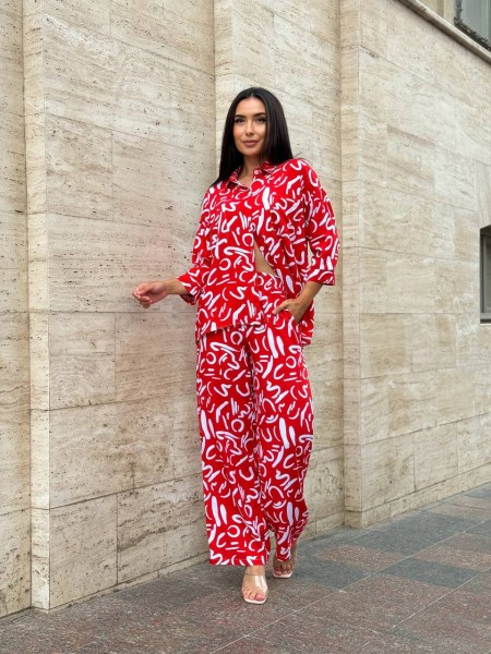 Прогулянковий костюм червоного кольору 28225 N