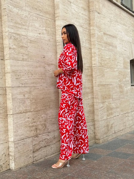 Прогулянковий костюм червоного кольору 28225 N