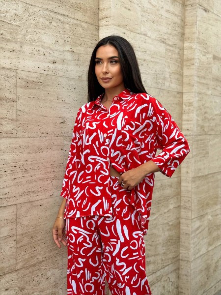 Прогулянковий костюм червоного кольору 28225 N