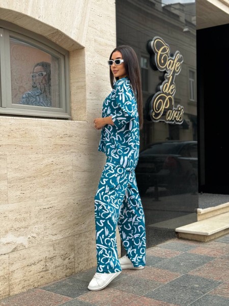 Прогулянковий костюм кольору морської хвилі 28226 N