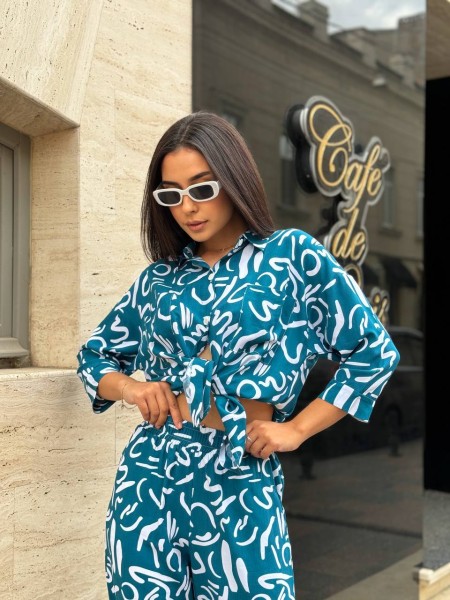 Прогулянковий костюм кольору морської хвилі 28226 N