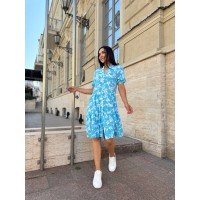 Повітряна сукня вільного крою блакитного кольору 28284 N