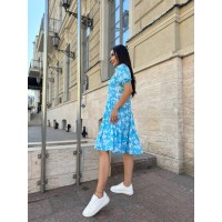 Повітряна сукня вільного крою блакитного кольору 28284 N