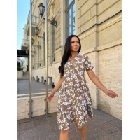 Повітряна сукня вільного крою кавового кольору 28287 N