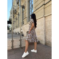 Повітряна сукня вільного крою кавового кольору 28287 N