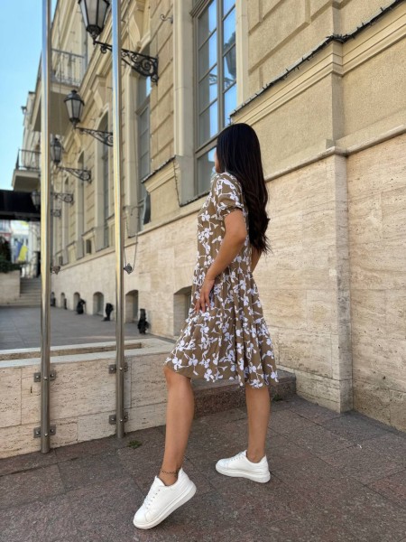 Повітряна сукня вільного крою кавового кольору 28287 N