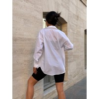 Женская рубашка с манжетами на пуговицах белого цвета 28288