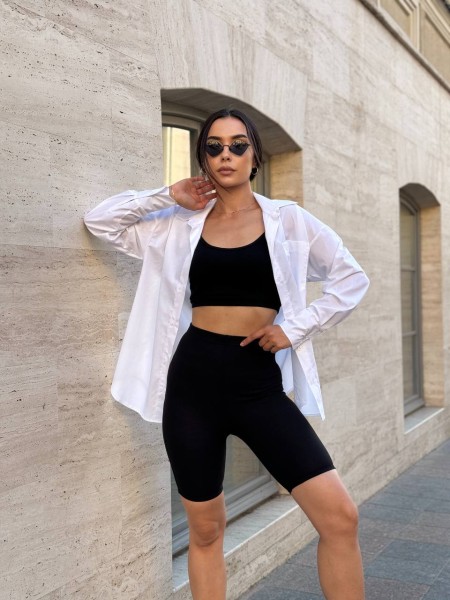 Жіноча сорочка з манжетами на ґудзиках білого кольору 28288 LAM