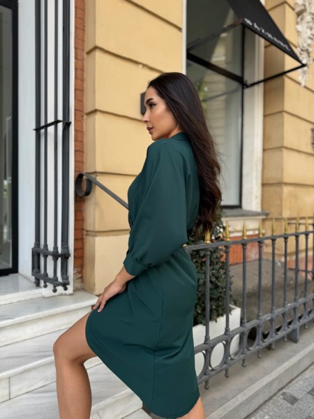 Жіноча сукня з поясом смарагдового кольору 28308 МО