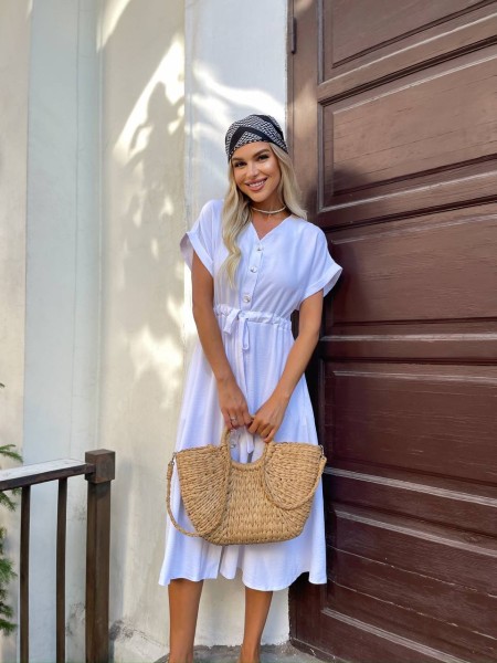 Легка сукня на гудзиках білого кольору 28329 АА